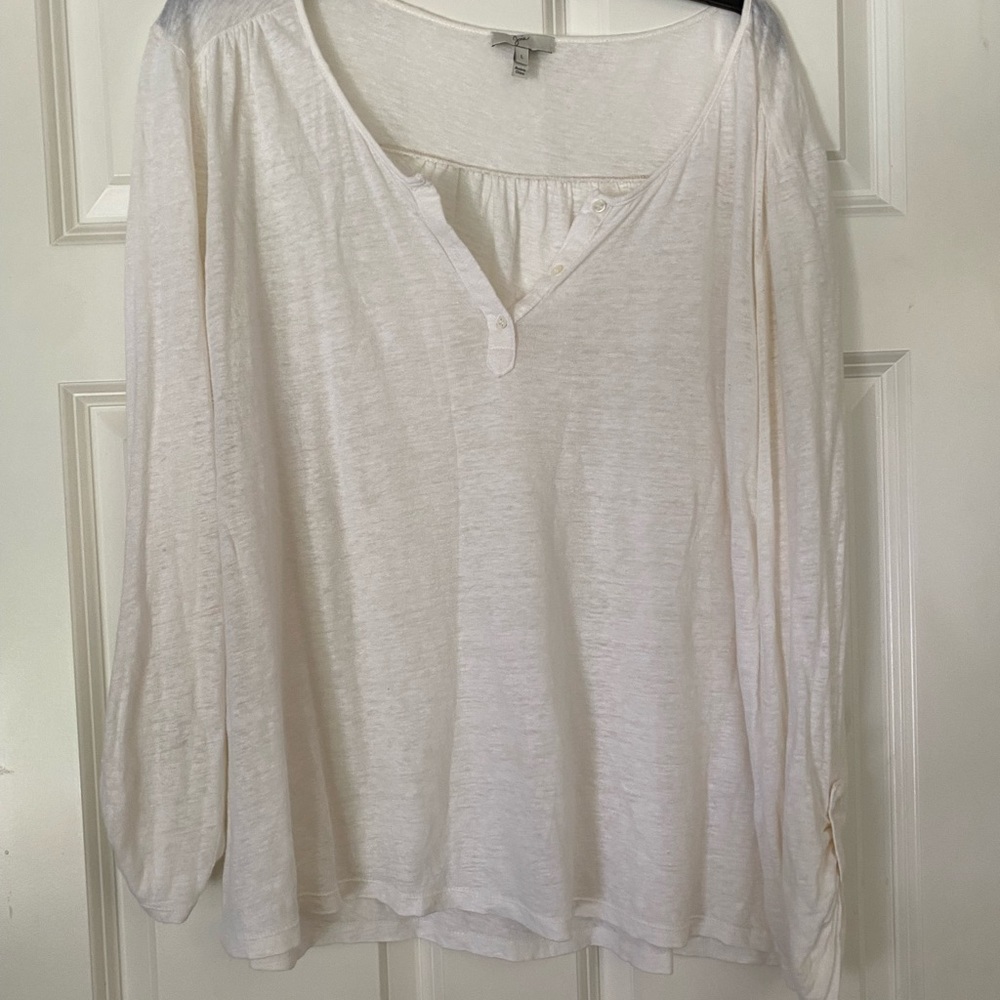 Joie linen long sleeve cream shirt. Large